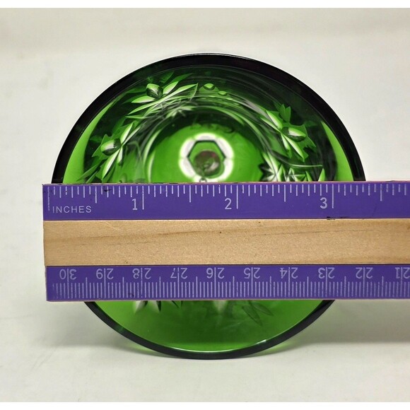 Vintage Ajka Masala Green 24% Lead Crystal Bell Hand Cut To Clear Hungary 7” - Picture 12 of 12